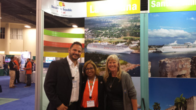 Michele Paige, presidente de la Asociación de Cruceros del Caribe y la Florida, FCCA y Orfila Salazar. Foto cortesía.