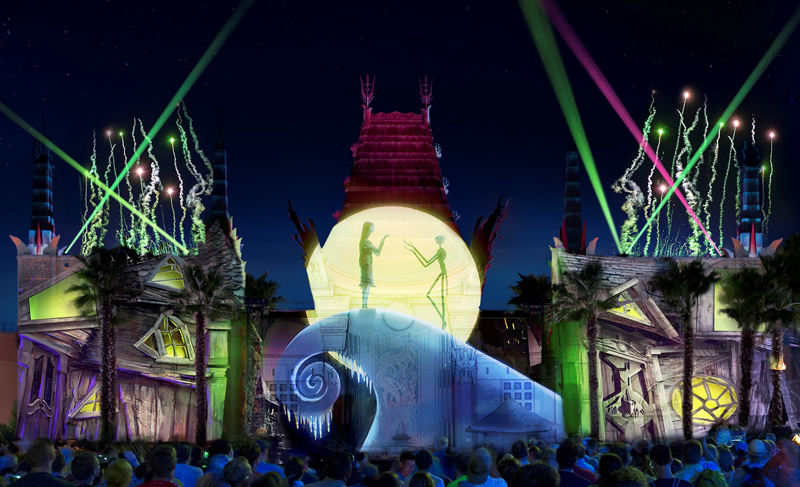 The 2016 holidays season brings a all-new nighttime spectacular to Disney's Hollywood Studios with "Jingle Bell, Jingle BAM!." The facade of the Chinese Theater comes alive with state-of-the-art projections, and guests will experience special effects, fireworks and even snow on, above and around the theater. "Jingle Bell, Jingle BAM!" will run Nov. 14 to Dec. 31, 2016. (David Roark, photographer)