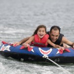 Father and daughter tubing