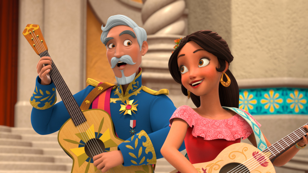 Elena de Avalor y u abuelo Francisco en el Primer episodio:"First Day of Rule". Cortesía Disney.